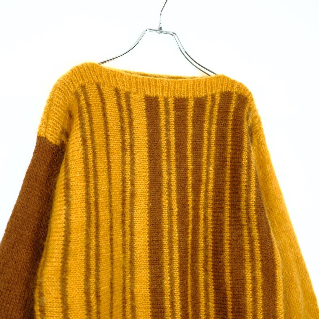 1970s ユーロヴィンテージ　モヘアデザインニットセーター　ボートネック