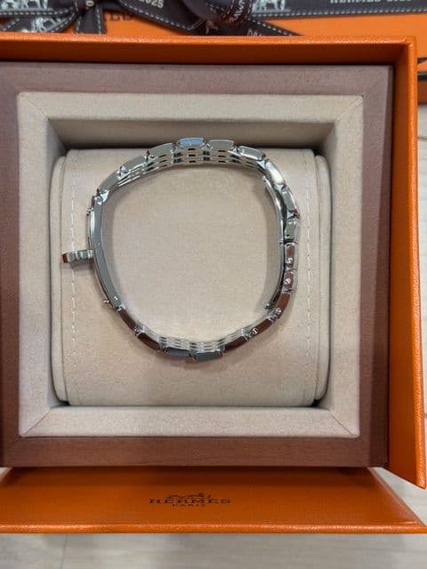 （ベルト延長済）HERMES　ケリーウォッチミニ ステンレス　クロシェット付