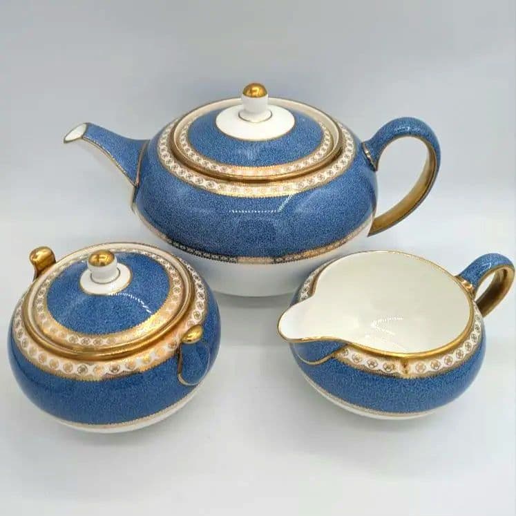 特★ウェッジウッド　ユーランダーブルー　ティーポット＆シュガーポット＆クリーマー