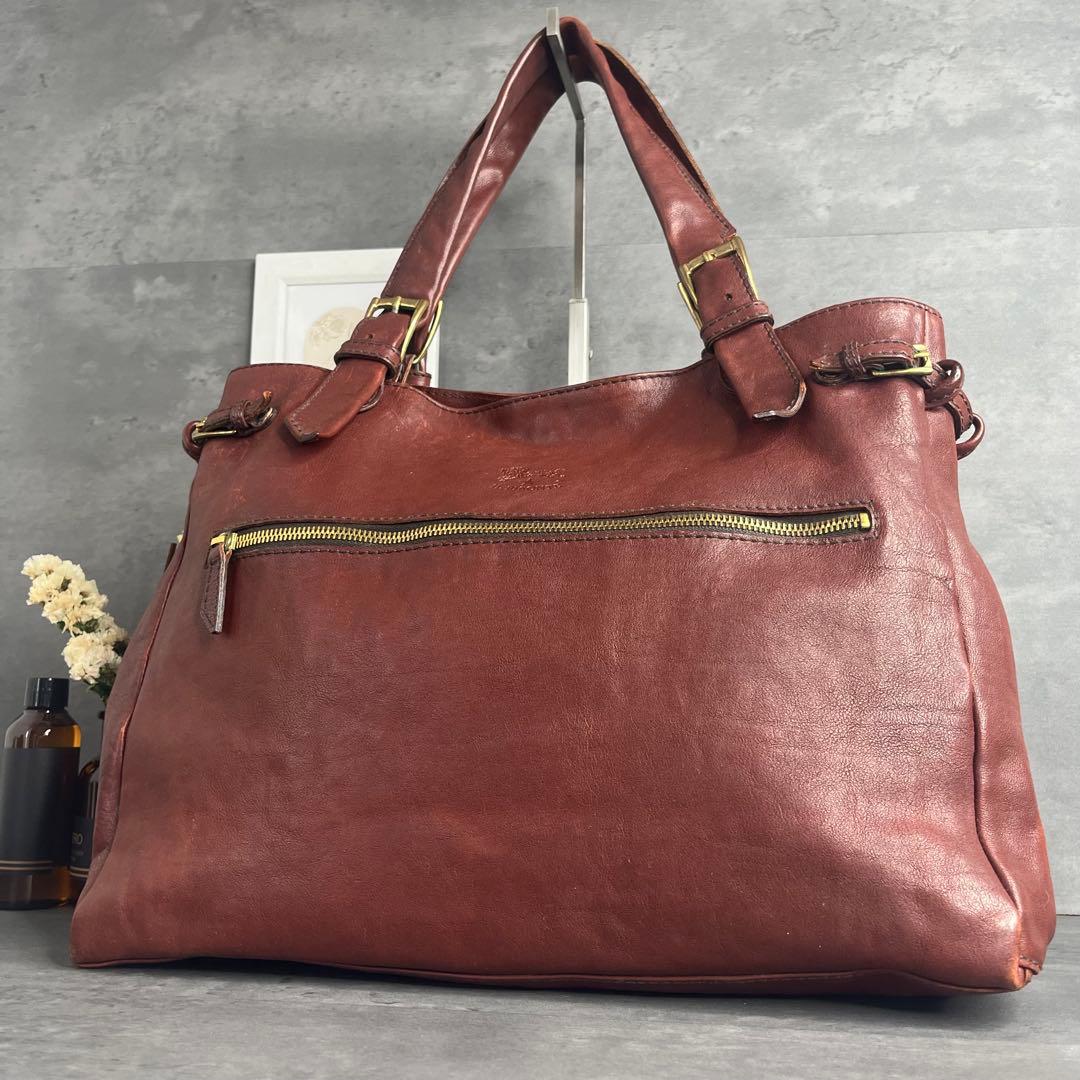 ★激レア・美品★イルビゾンテ 本革 トートバッグ バケッタレザー A4可 大容量