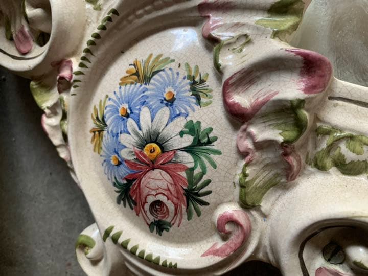 イタリア製　ロココ　白家具　鏡　ミラー　姿見　壁掛け式