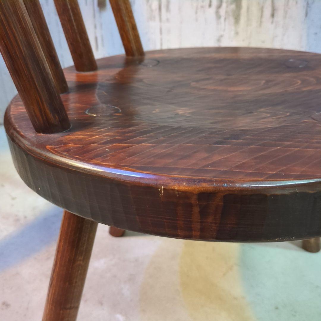 矢澤金太郎 指物 ダークブラウン 天然木スピンドルチェア 手作り家具 拭き漆 ④