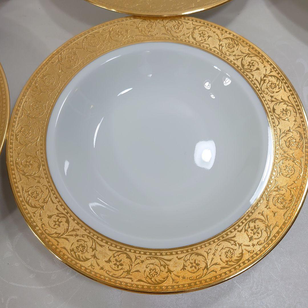 アビランド リモージュ ティスル スープ皿 6枚 高級 金彩 アザミ