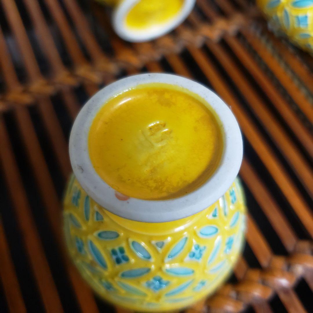 【12点セット】永楽焼/黄交趾/酒器揃/徳利一対/酒盃十客/内銀張/骨董◎