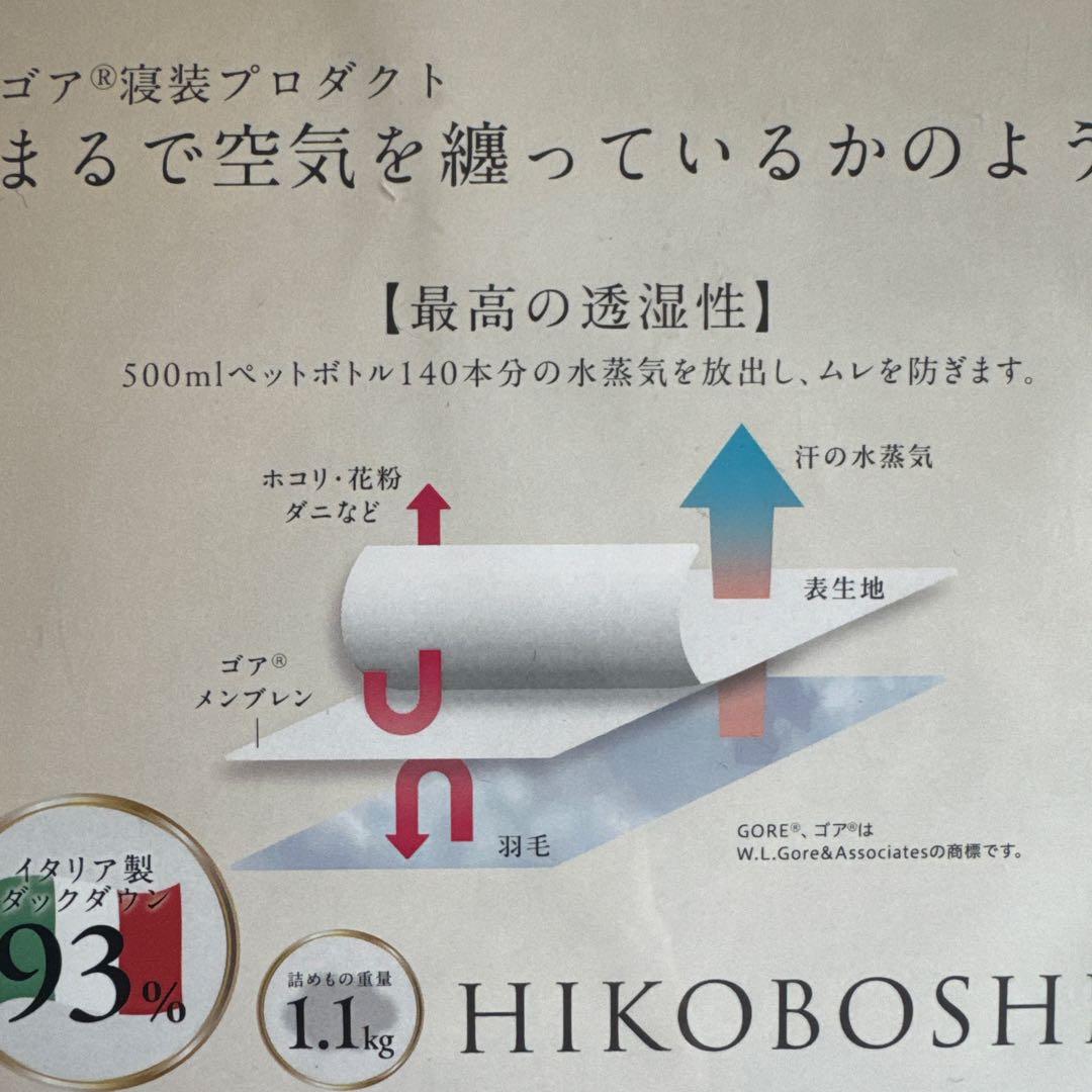 HIKOBOSHI 羽毛布団　150x210cm シーツ付き