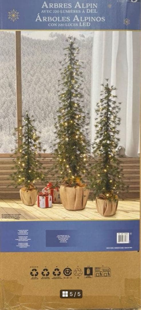 コストコ　人気完売商品　クリスマスツリー LED付アルパインツリー 3点セット