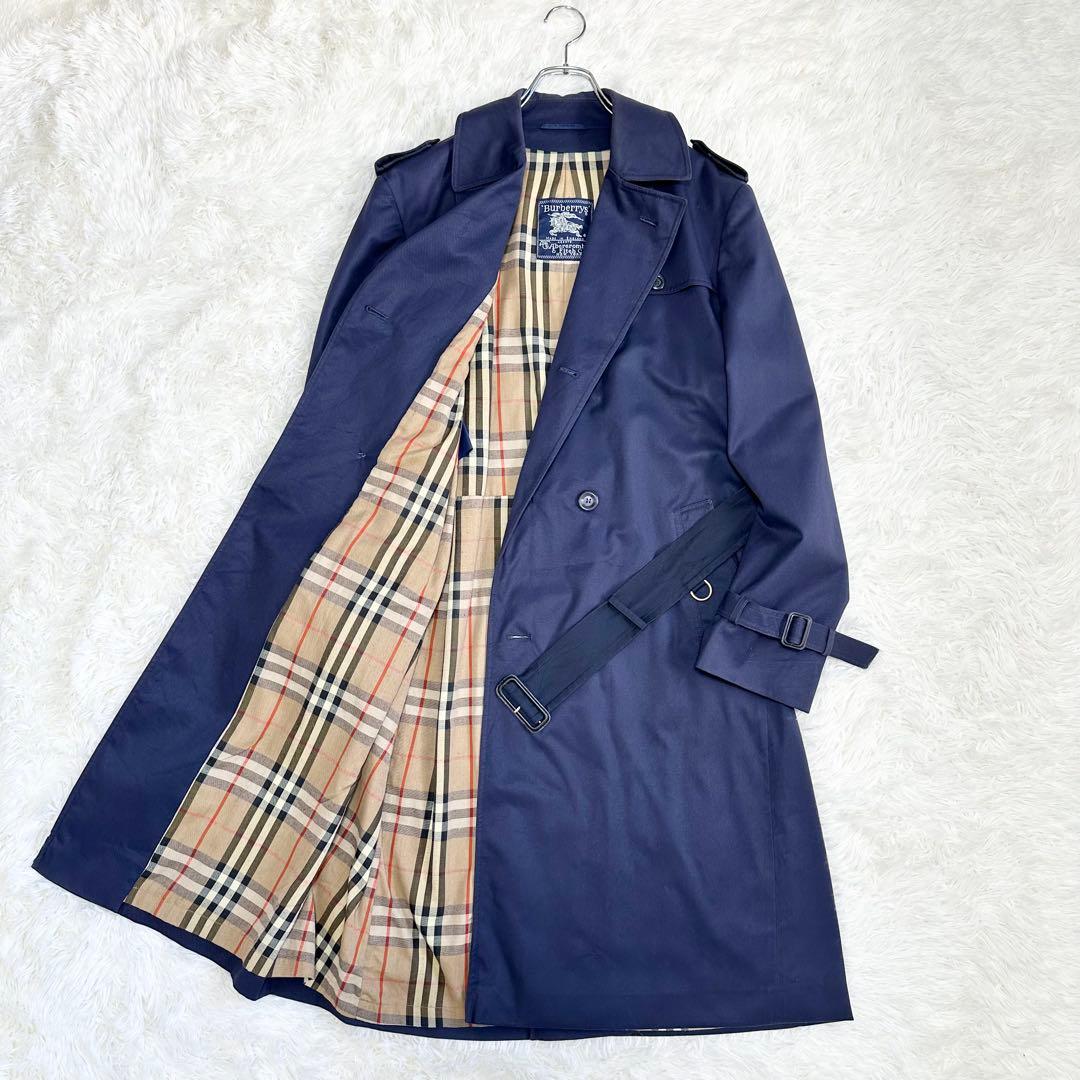 バーバリーズ トレンチコート 英国製 ノバチェック ベルト ネイビー メンズ