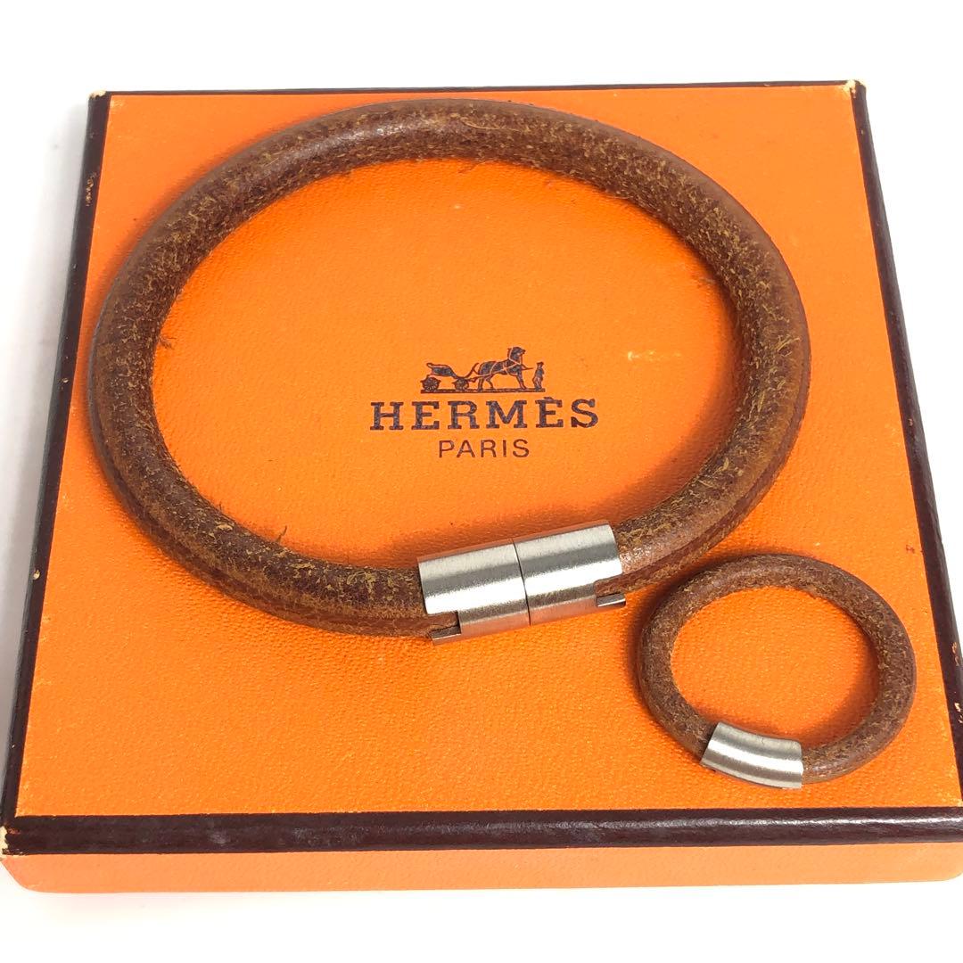 HERMES エルメス バングル リング 2点セット イオタ レザー H金具