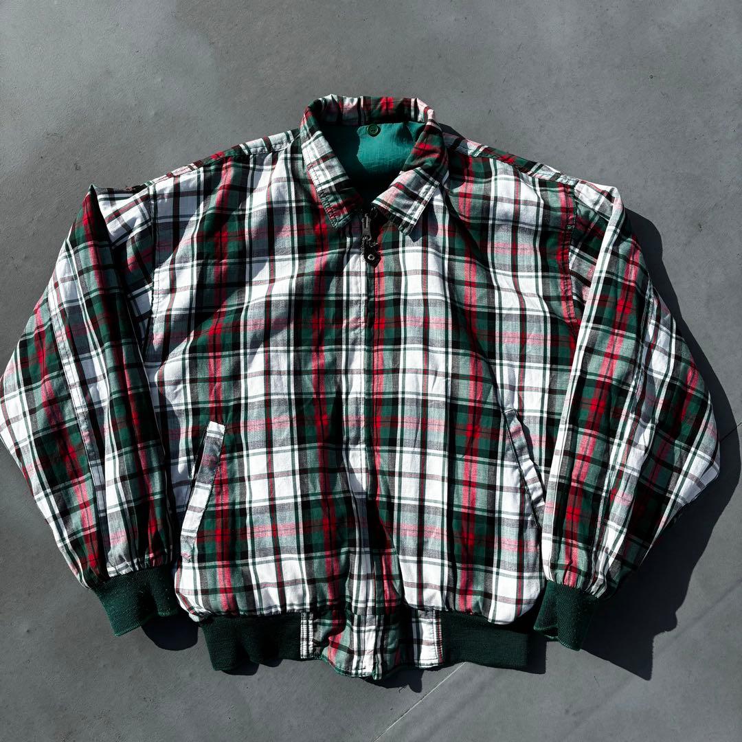 佐*藤様 90s VINTAGE リバーシブル スイングトップ 刺繍ロゴ 緑 チ