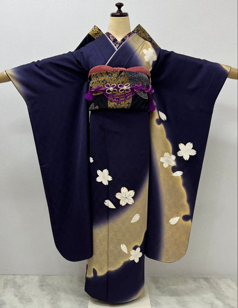 振り袖　フルセット　別誂長襦袢　結婚式　金彩加工　刺繍入り　桜　坂東八十助726