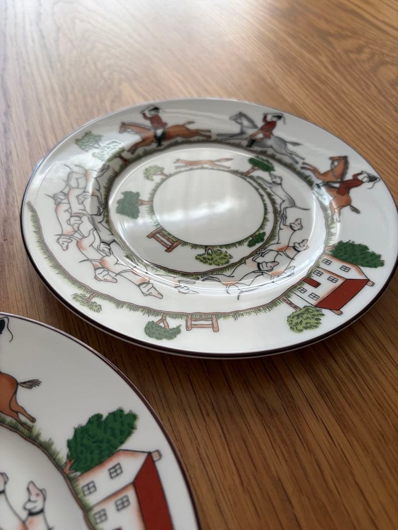 ウェッジウッド ハンティングシーン　黒壺　ケーキプレート 2枚セット