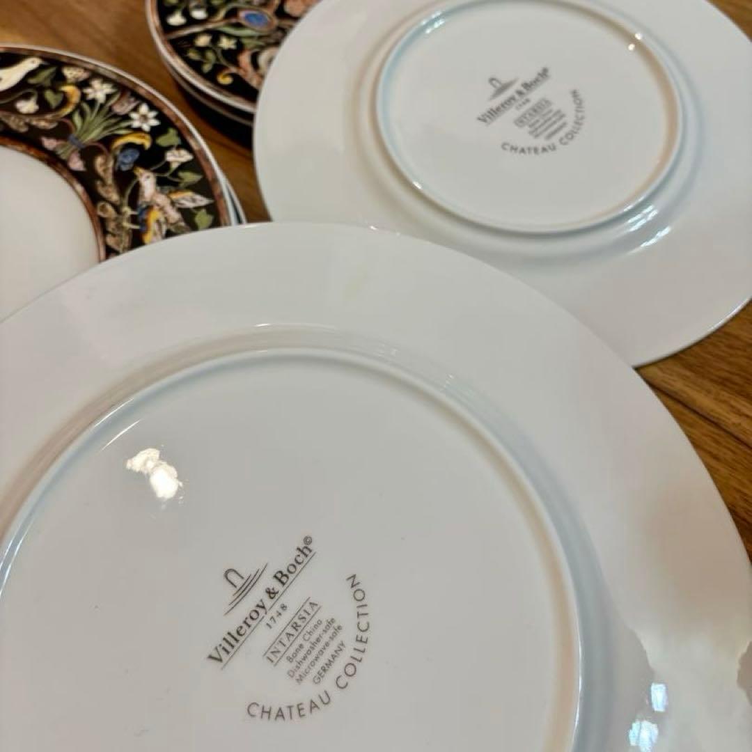 ビレロイアンドボッホ 装飾柄 絵皿 バイオリン等の楽器類 植物柄 ブラック 黒