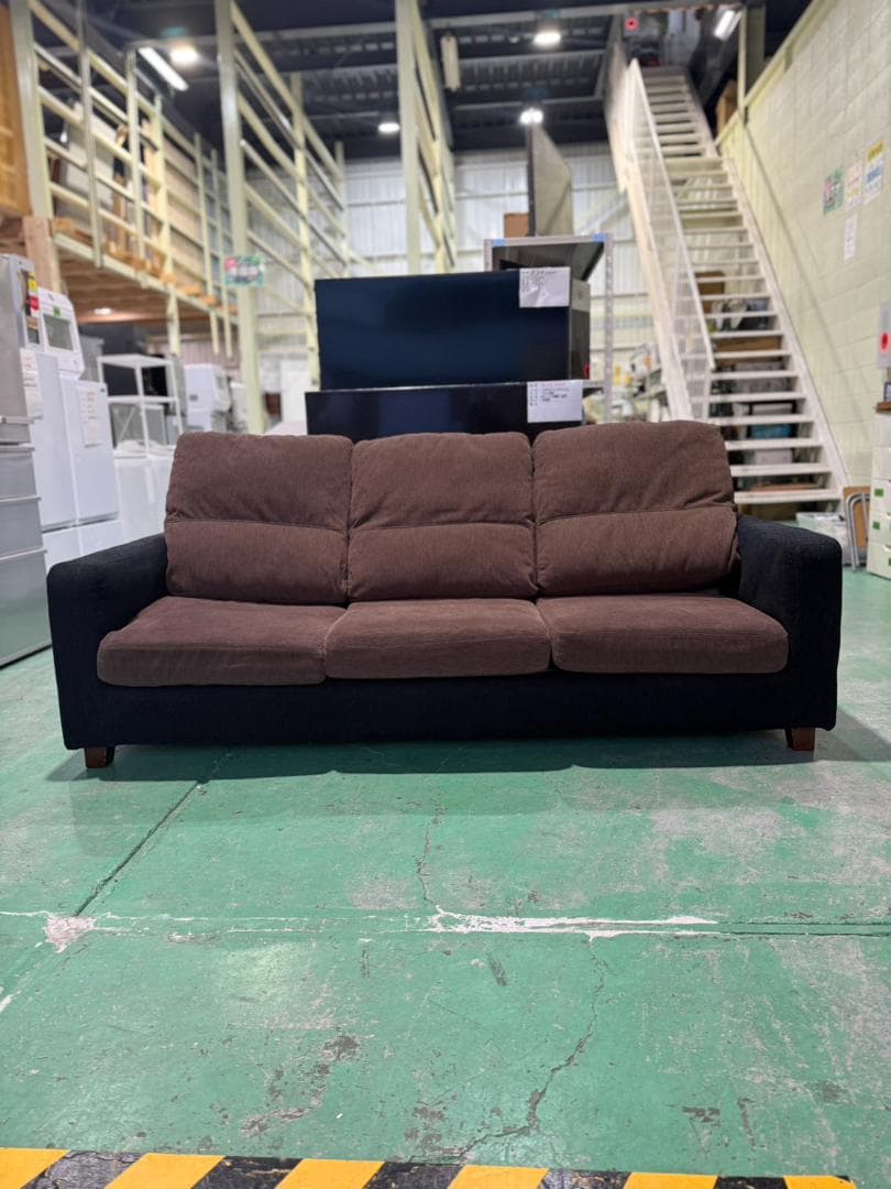 ブラウン ブラック 3人掛けソファ 241