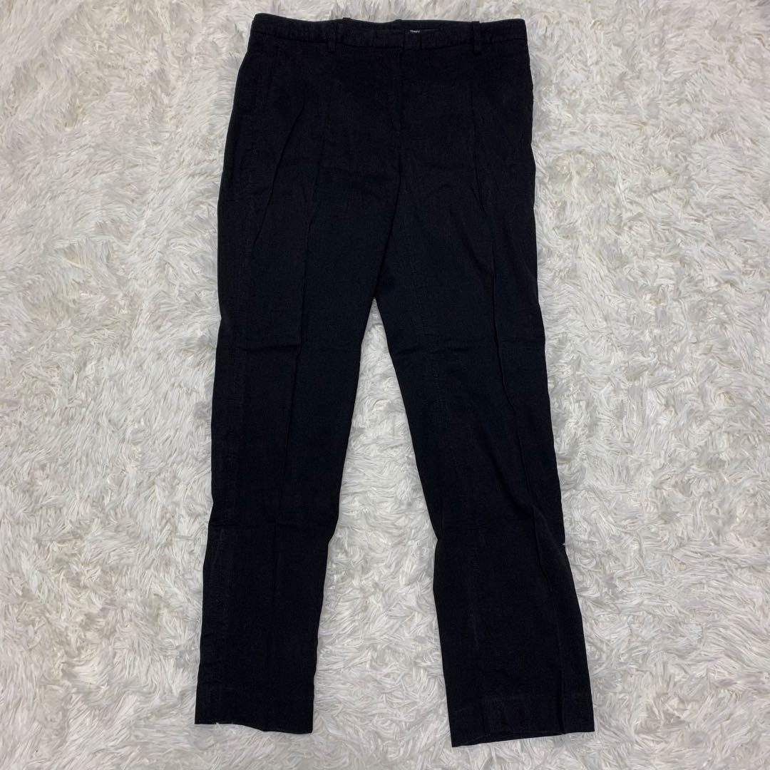 【美品】セオリー スーツ セットアップ ノーカラー リネン L ブラック