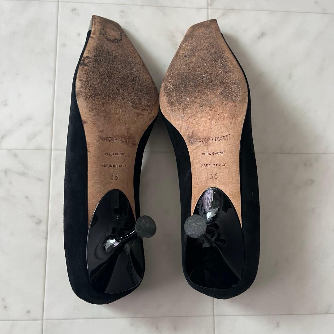 美品♡セルジオロッシ シルバーメタル トゥキャップ パンプス ブラック 36