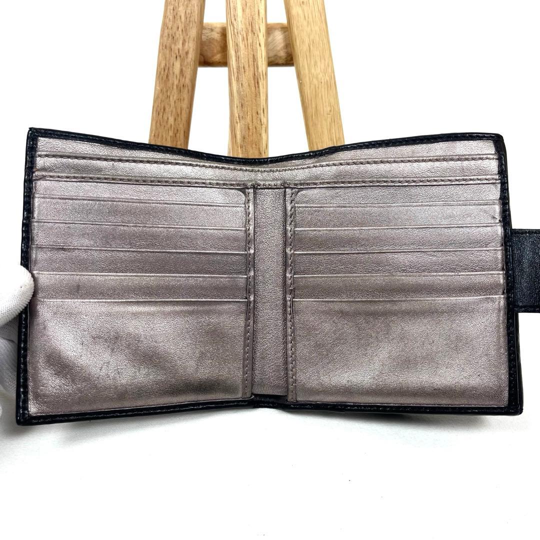 グッチ　折り財布　ハートロゴプレート　GGシマレザー　総柄エンボス　コンパクト