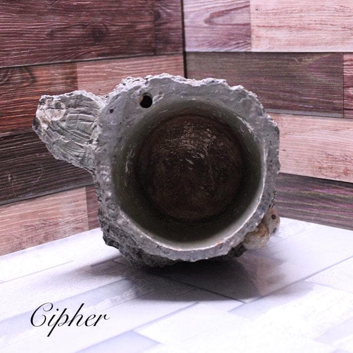 モルタル製　切株　植木鉢　植木鉢カバー　レトロ雑貨　SETO CRAFT　廃盤①