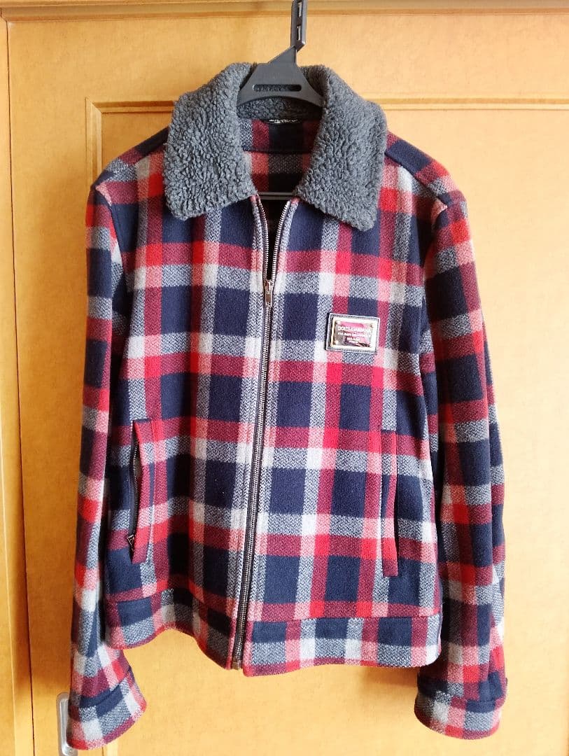 ドルチェ&ガッバーナボア襟付きチェック柄ジャケット