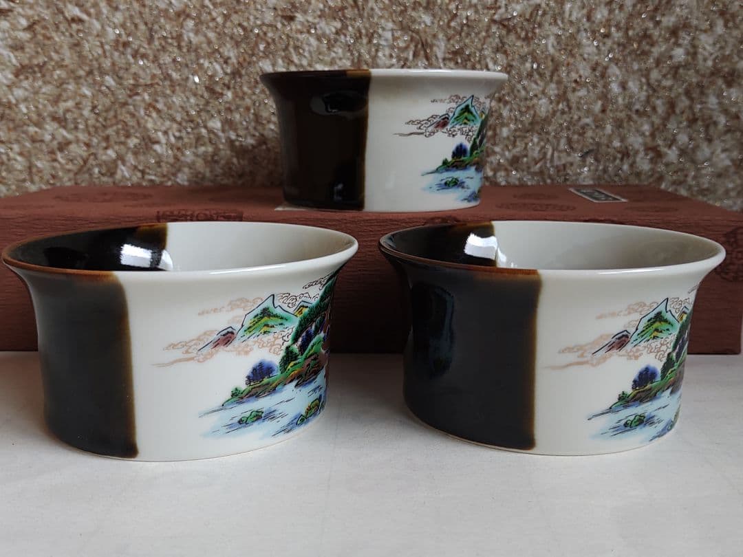 九谷焼　山水　特選小鉢3個セット　新品▪未使用