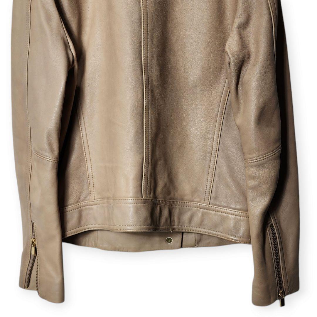 【ノーブル】レディース ダブル ライダースジャケット 羊革 ベージュ 40(L)