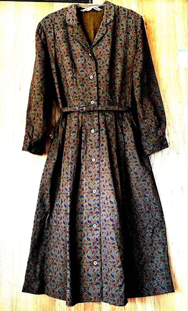 コムデギャルソンビンテージ、希少、ペイズリー柄 長袖ワンピース