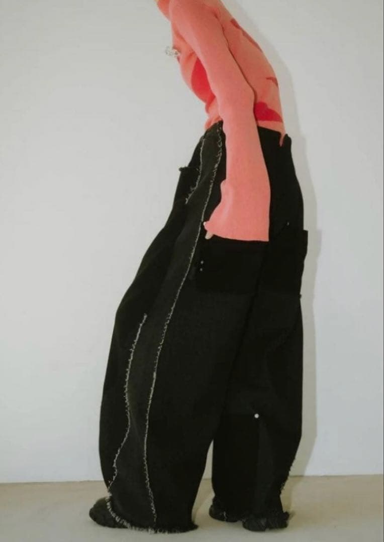 Knuth Marf ツーバックルパッチワークデニム ブラック ユニセックス