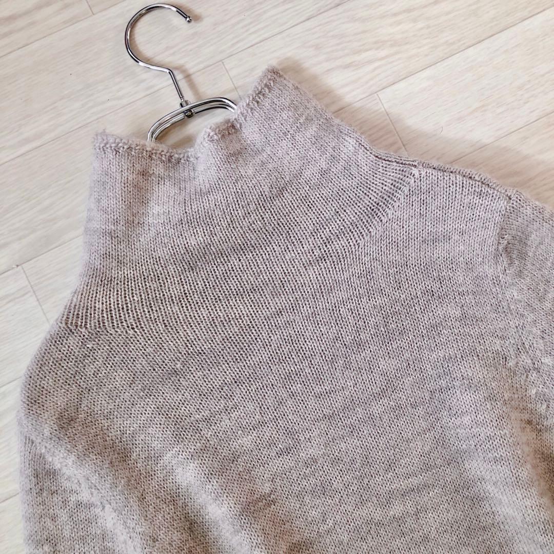 美品✨　モラビト ウール アルパカ　ハイネック ニットプルオーバー　グレージュ