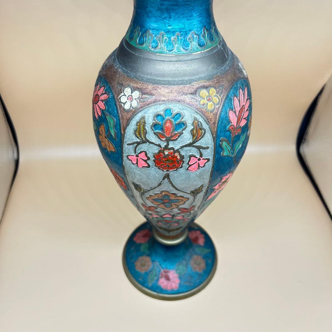 レトロ 花柄 花瓶 ブルー系 アンティーク調 フラワ昭和レトロ 花柄装飾