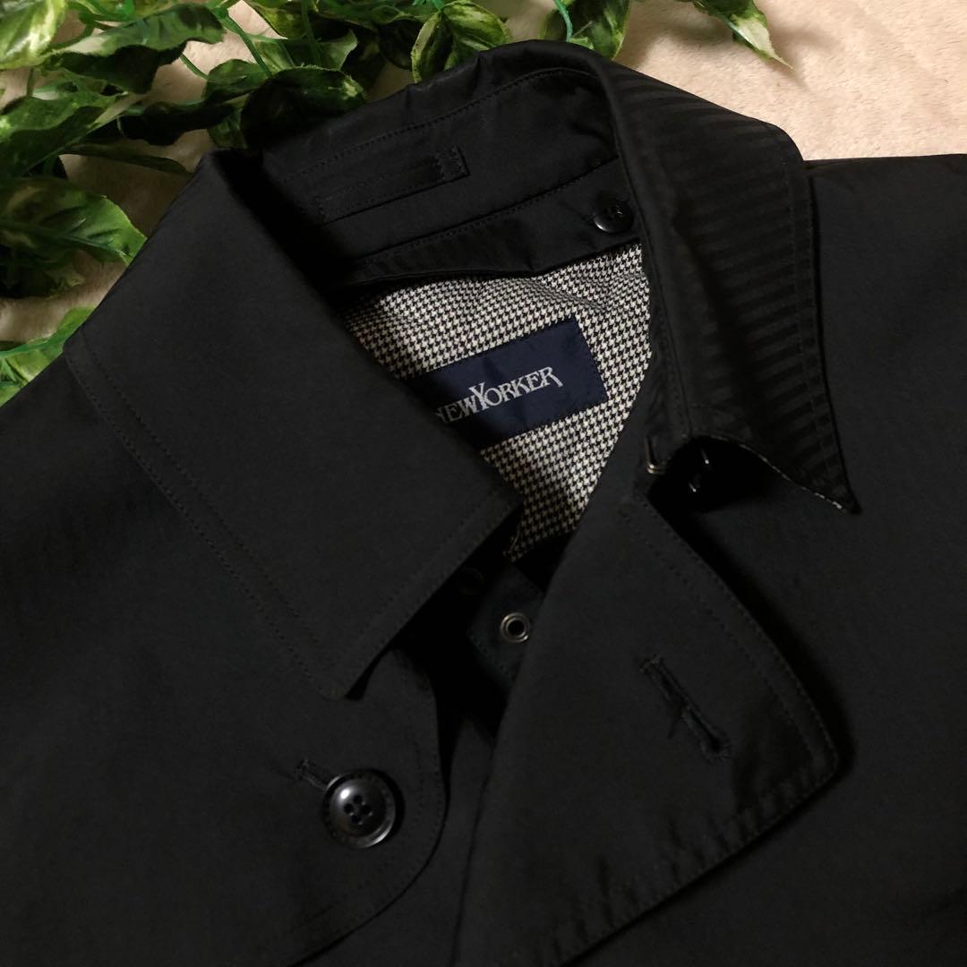 極美品　ニューヨーカー　トレンチコート　中綿ライナー　ブラック　千鳥柄　Lサイズ