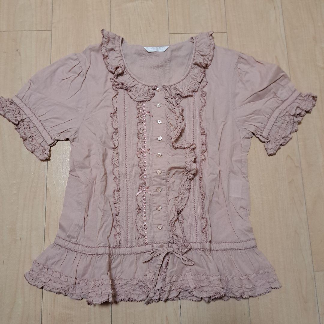 Pink House ピンクハウス　フリル半袖ブラウス ピンク