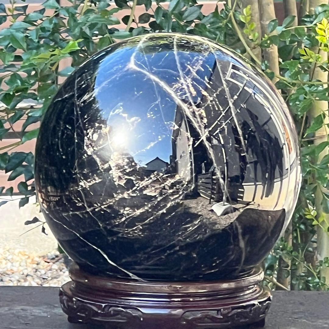 超極大17.76kg‼️極上の逸品✨漆黒の究極パワー✨モリオン 丸玉 天然石 原石