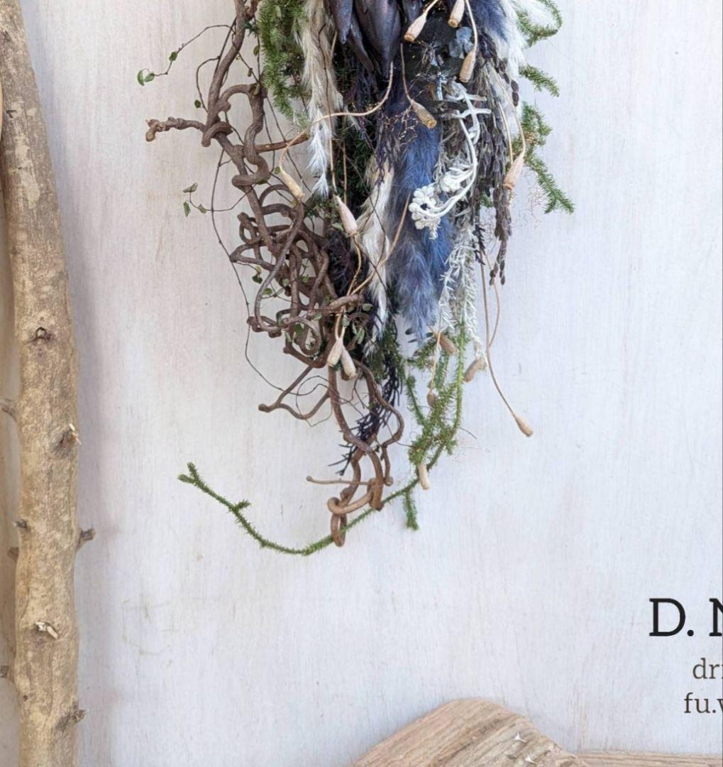 専用＊迎春2026＊D.Nプロテア　アンティーク　水引き鶴付きスワッグ(ドライ)