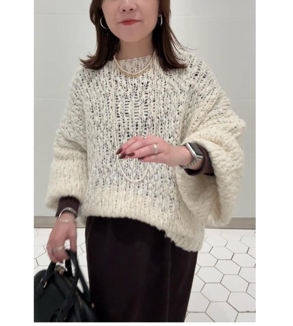 新品 入手困難 DOUDOU ウールスラブロービングニット オフホワイト