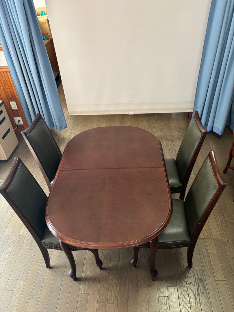 値下げセール　Marumi木工　アンティーク　ダイニングテーブルと椅子4脚セット