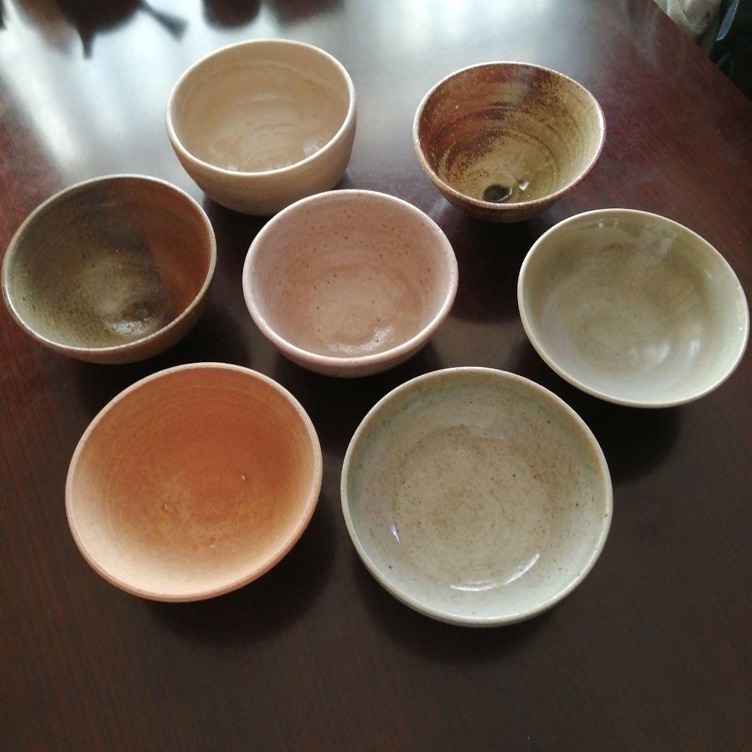 常滑焼　自然釉灰釉中鉢　7客　16～17cm