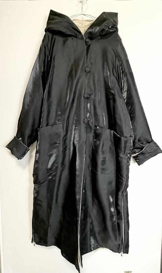 F：約6万　入手困難　 PINORE リバーシブル フード付　ロング イタリア製