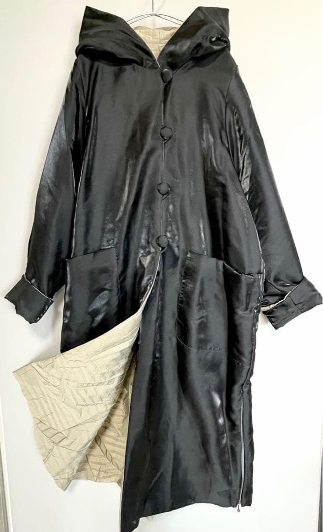 F：約6万　入手困難　 PINORE リバーシブル フード付　ロング イタリア製