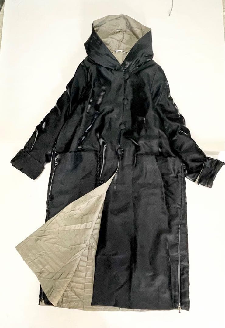 F：約6万　入手困難　 PINORE リバーシブル フード付　ロング イタリア製