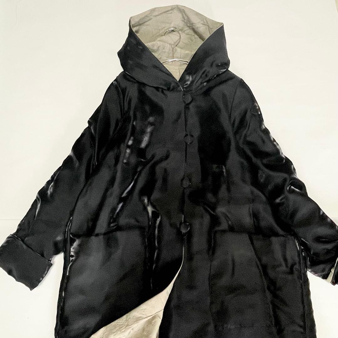 F：約6万　入手困難　 PINORE リバーシブル フード付　ロング イタリア製