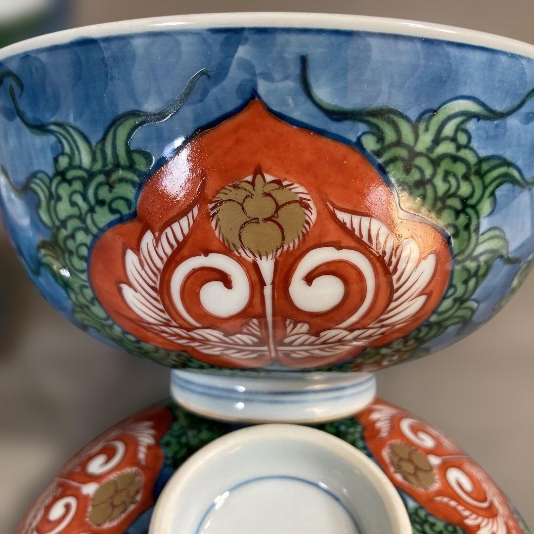 【ルーミエさん専用】古伊万里の伝統　舘林源右衛門作　古伊万里木瓜割文　蓋碗五客