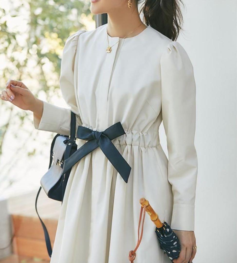 24SS セブンテン　マルチWAYコートワンピース　オフホワイト　リボン　M