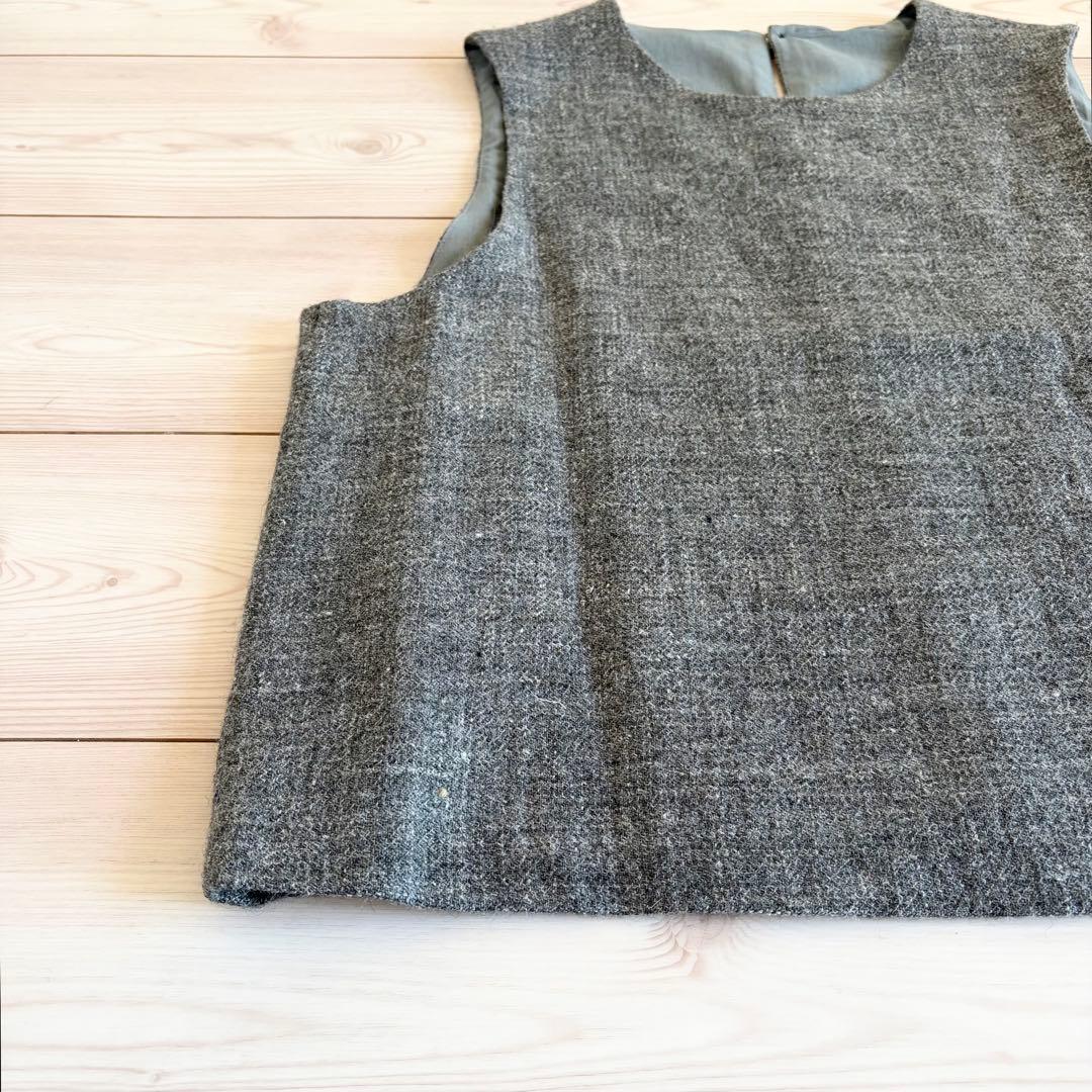 美品 中川政七商店 麻とウールツイード かぶりベスト 日本製
