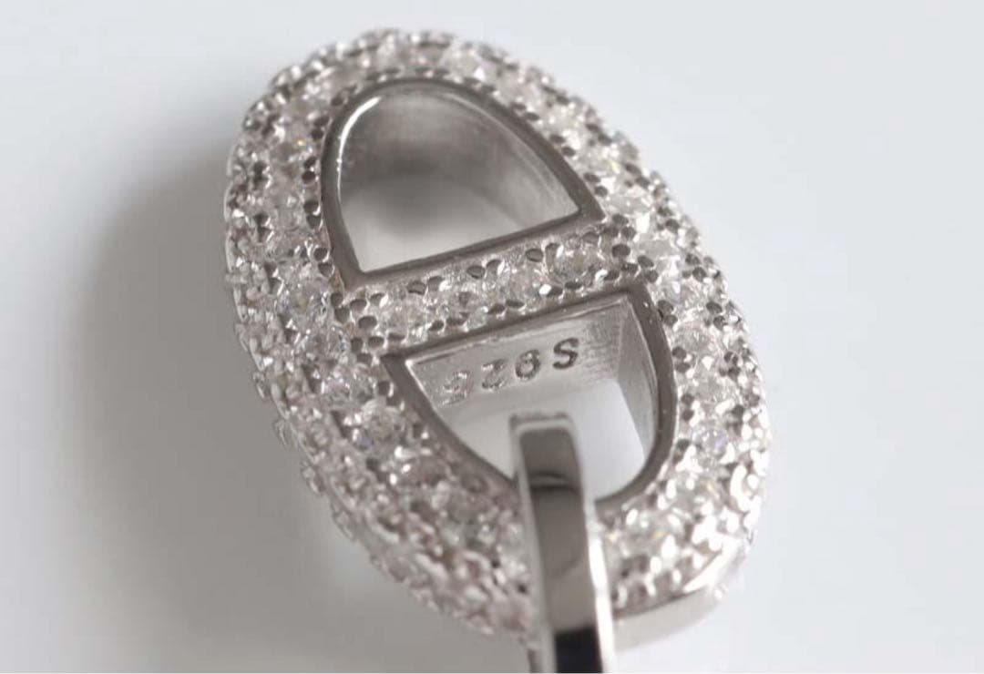 シルバー925 アンカーネックレス キラキラ パヴェネックレス ダブル喜平