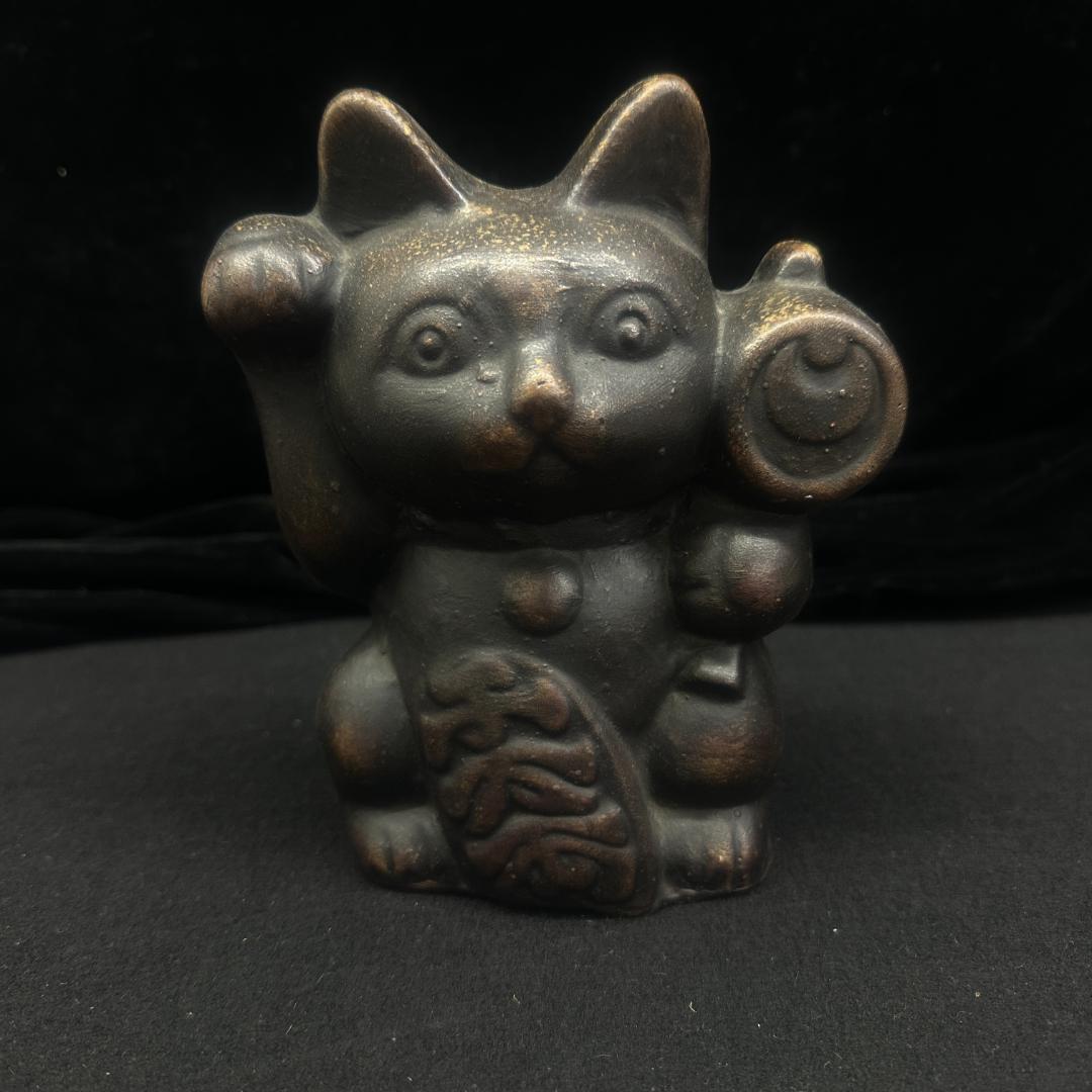 古備前　　 猫の置物　招き猫　縁起物 備前焼