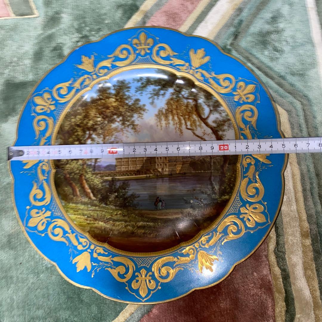 セーブル 風　手書き絵皿　ベルサイユ宮殿　25cm