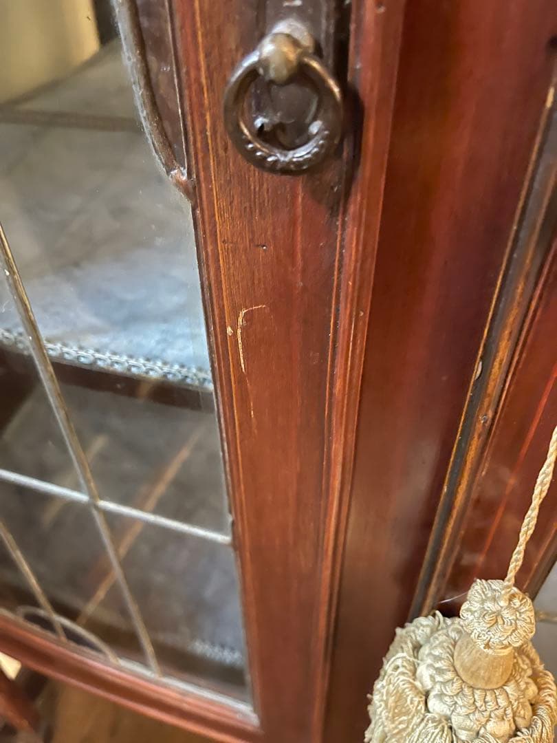 アンティーク木製キャビネット ステンドグラス付き