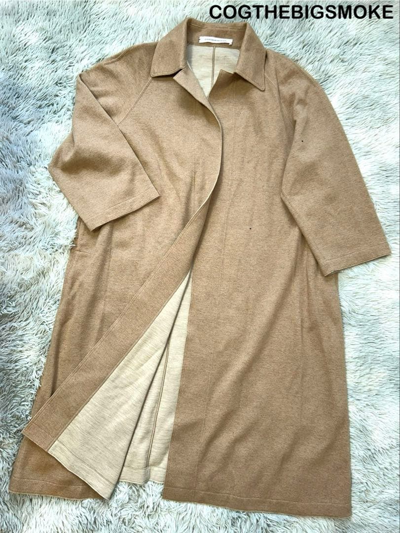 【美品】COGTHEBIGSMOKE ボタンレストレンチコート キャメル