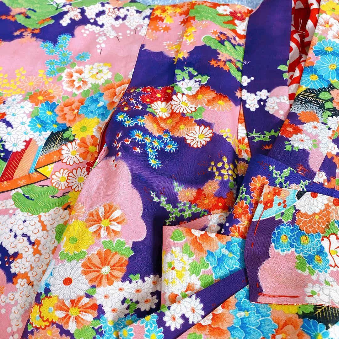 七五三 2歳 3歳 正絹 アンティーク 着物 被布 ビーズバッグ 草履 セット