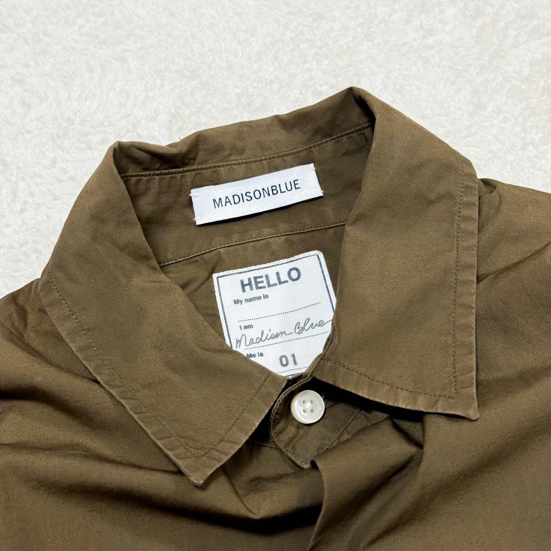 美品 マディソンブルー J.BRADLEY 半袖 コットン シャツ カーキ S