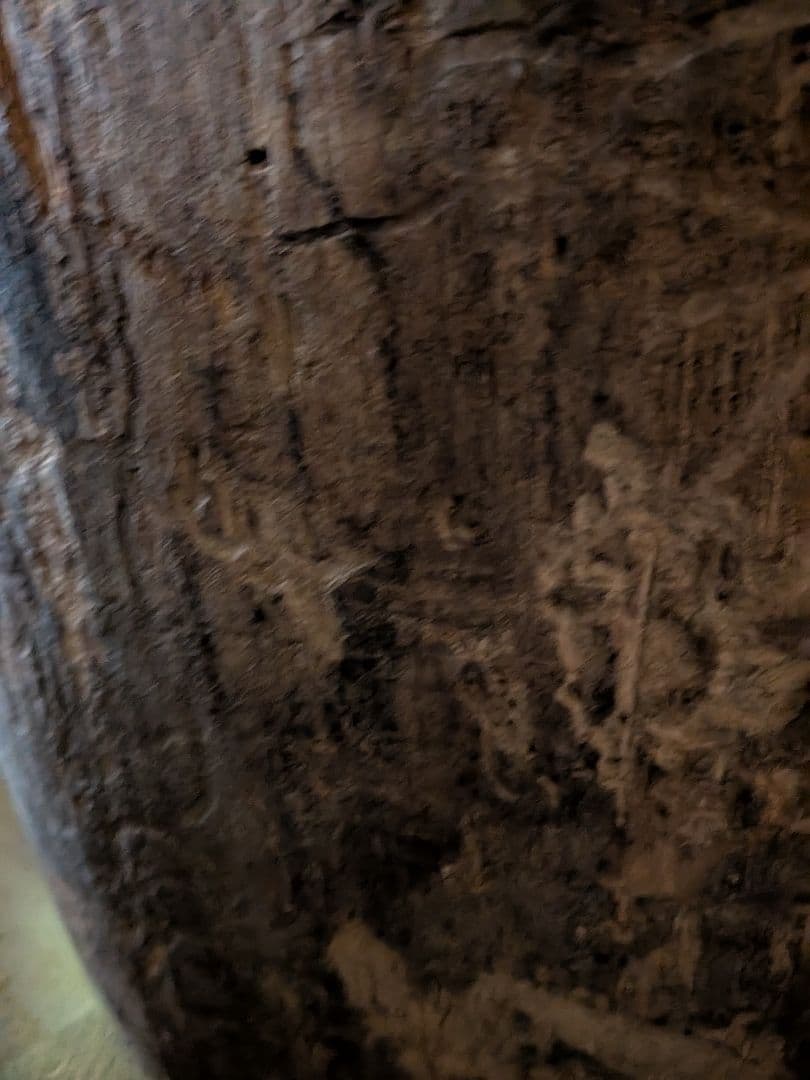 木製 円筒形 臼 亀裂あり　アンティーク　何かに